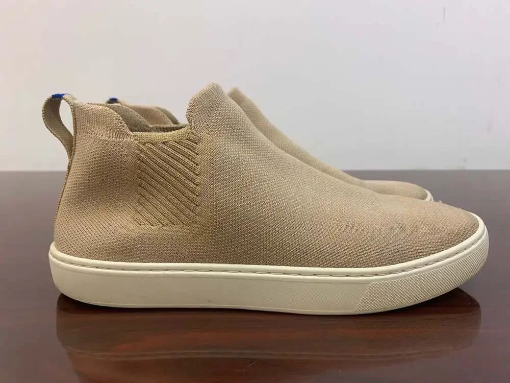Rothy's The Chelsea Camel Knit Slip-On Ankle Bootie